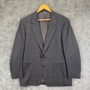 Canali Milano Blazer Wool Windowpane Gray Brown 44R